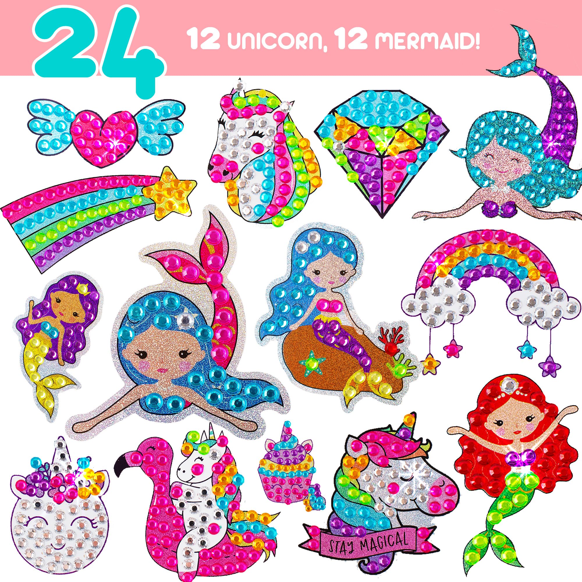 Blue Squid Diamond Gems Pack helps kids create vibrant mosaic-style art.