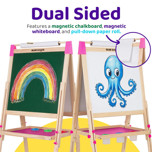 Blue Squid easel tray and accessories keep paints and brushes organized