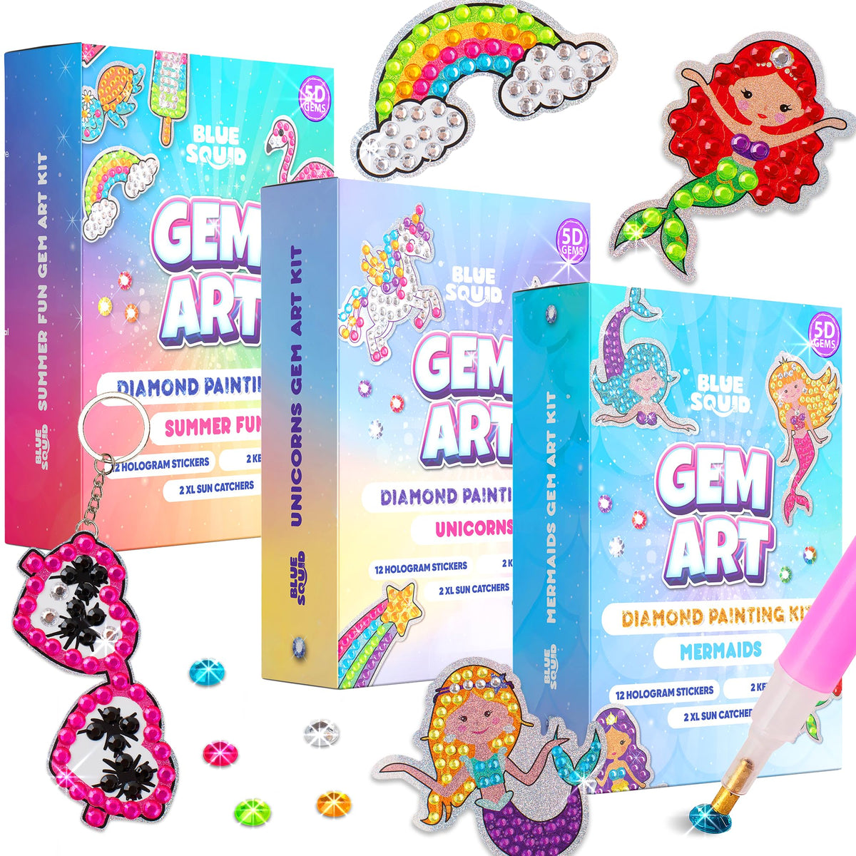 Blue Squid Mermaid Diamond Art Kit sparks imaginative play with glue-free creativity.