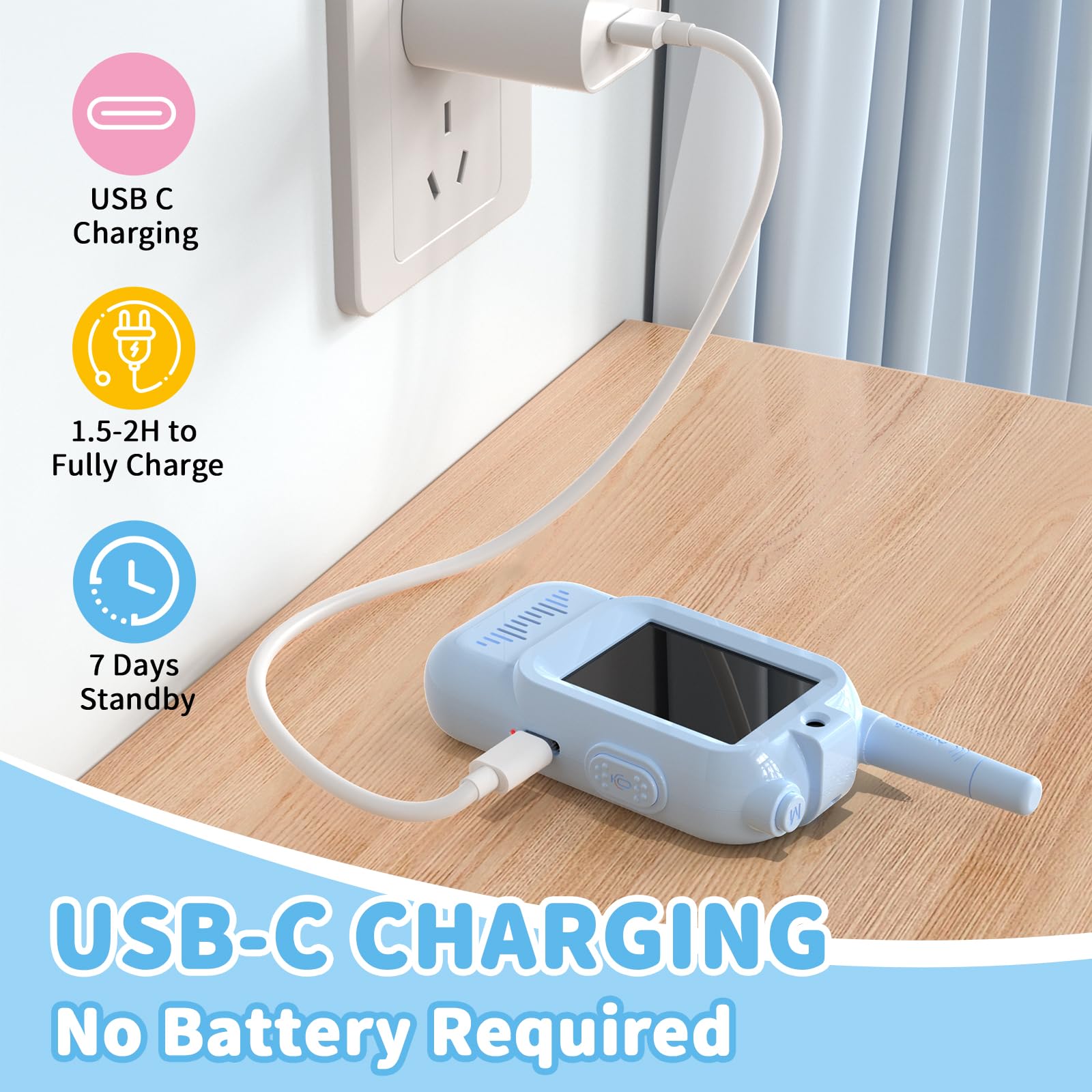 BlueFire kid-friendly design supports easy talks indoors and on outings.