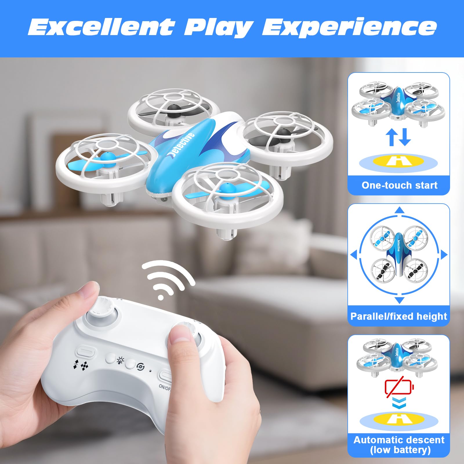 BlueFire mini drone equipped with propeller protection for safer flights