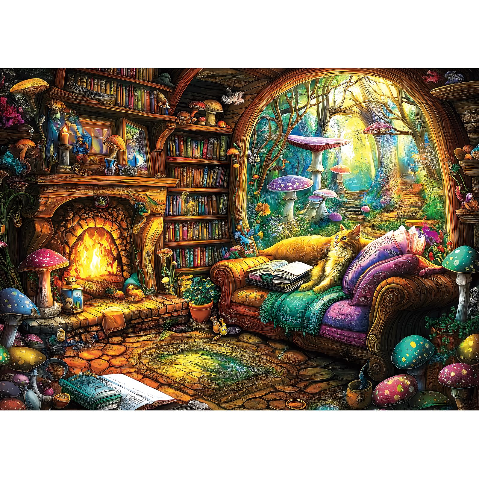 Blueforest 1000-piece mushroom forest landscape puzzle for immersive game nights.