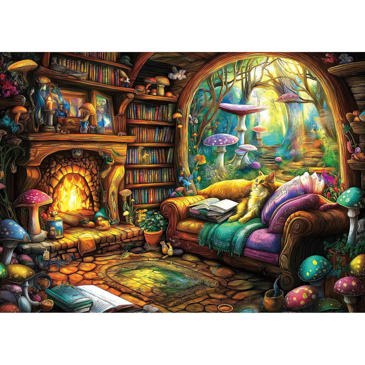 Blueforest 1000-piece mushroom forest landscape puzzle for immersive game nights.