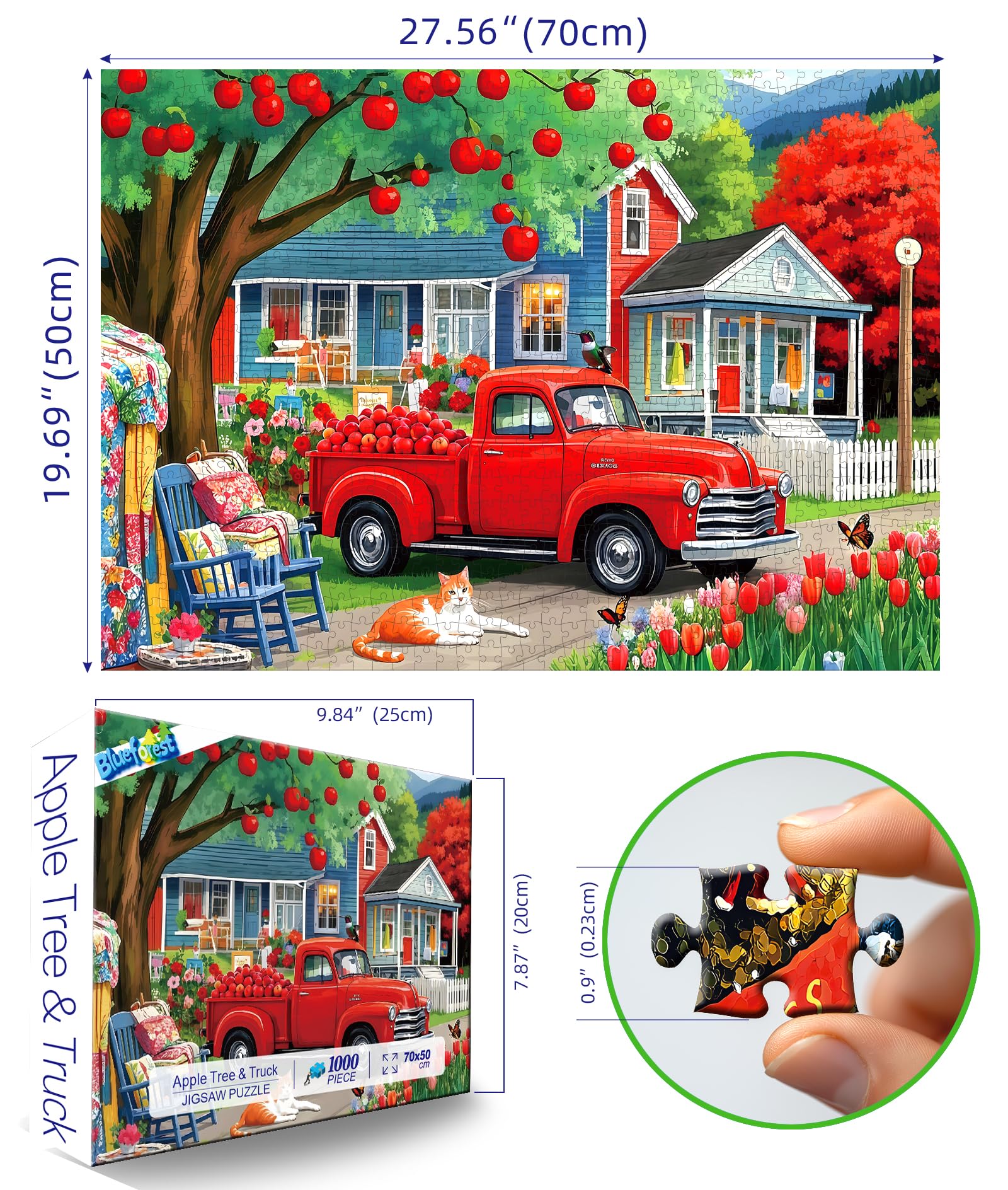 Blueforest puzzle features a blue house, adding rural charm to your decor.