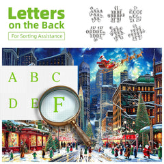 Blueforest puzzle pedestrians admiring lights, a dynamic cityscape for holiday gathering