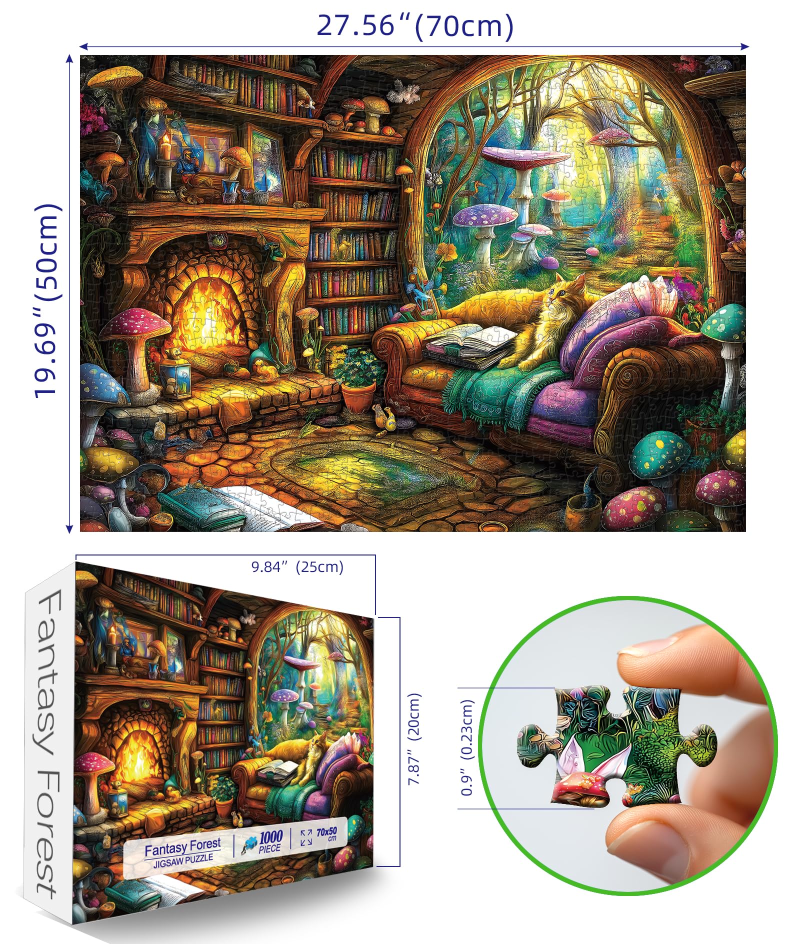 Blueforest cottage fireplace detail for cozy, focused puzzle sessions.