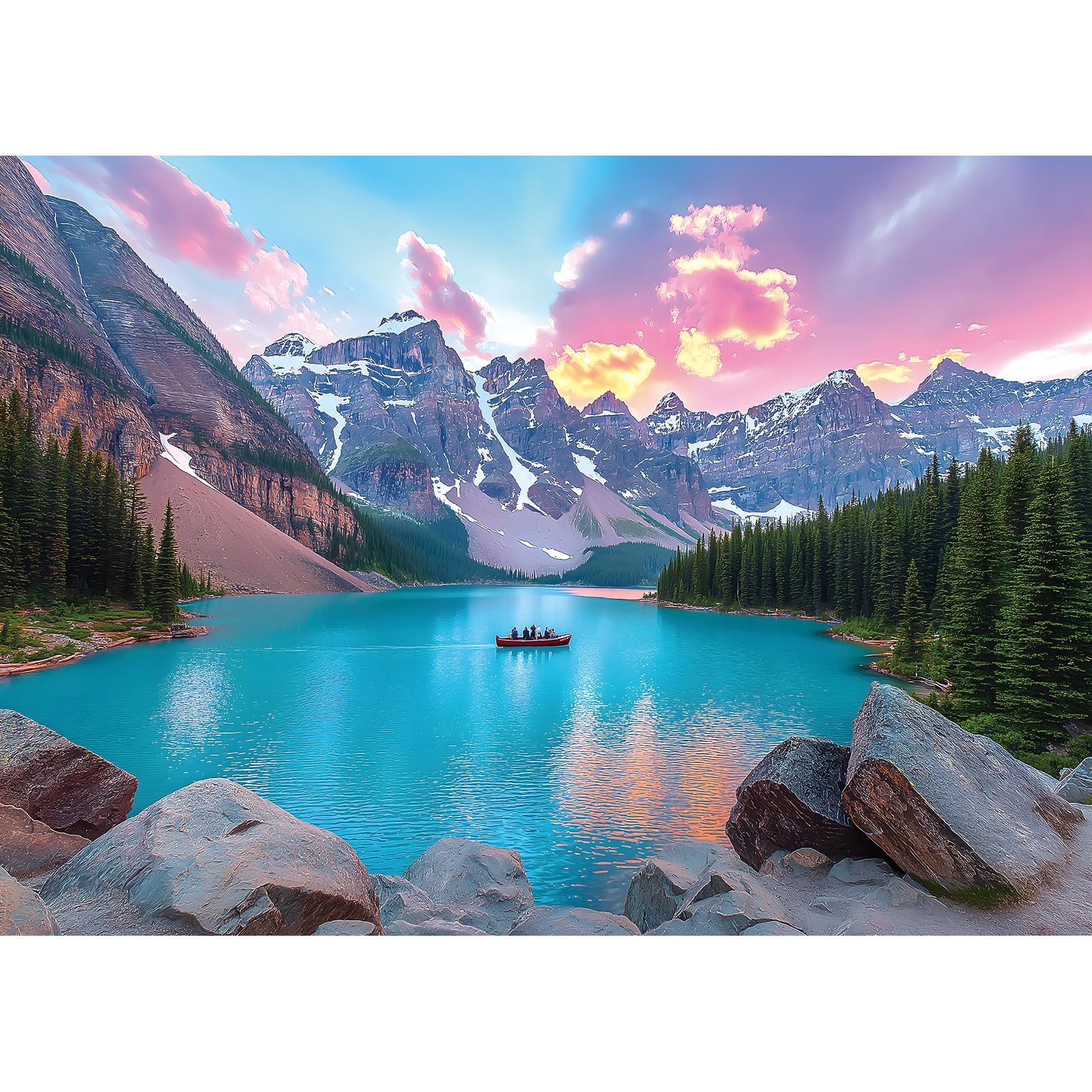 Blueforest Moraine Lake puzzle shows turquoise waters for a calming solving experience