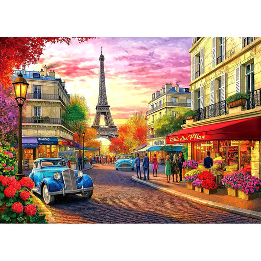 Blueforest Paris street scene Eiffel Tower puzzle for immersive family evenings.
