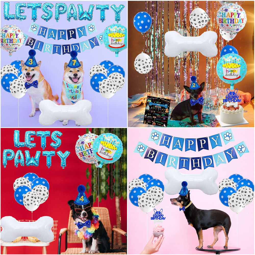 Bluegogo bones foil balloon accents a playful canine birthday vibe