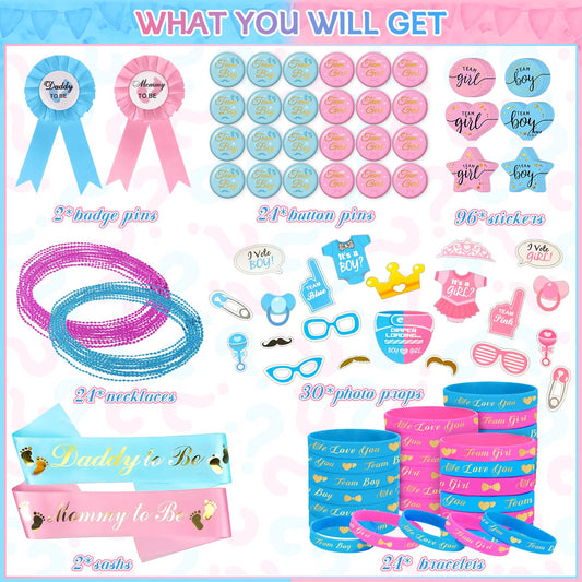 Bluegogo mommy-to-be and daddy-to-be badge pins add playful welcome cues.