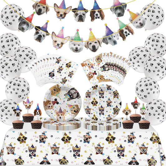 Bluegogo dog birthday plates with cheerful patterns for a festive party table