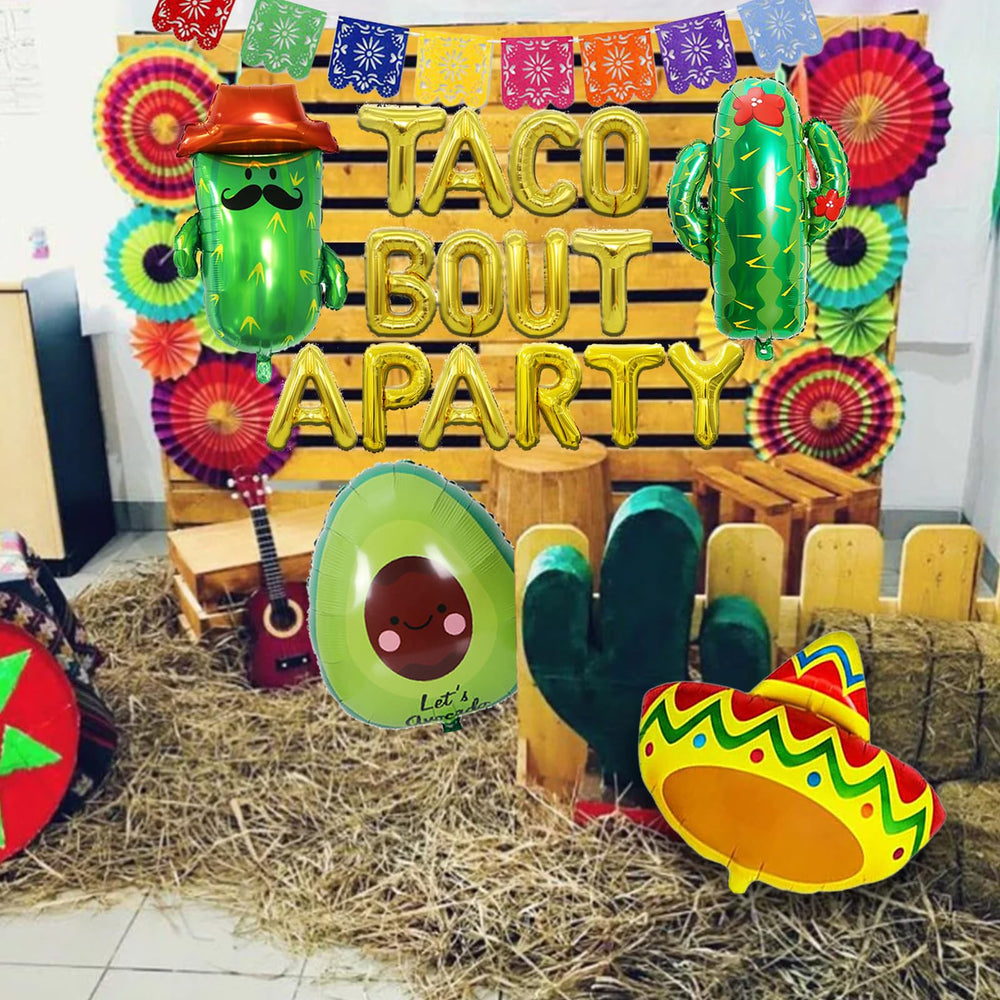 Bluegogo sombrero foil balloon completes a festive centerpiece or photo backdrop