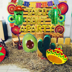 Bluegogo sombrero foil balloon completes a festive centerpiece or photo backdrop