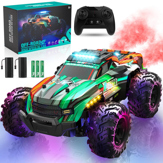 BlueJay RC car front view shows rugged all-terrain design for outdoor adventures.