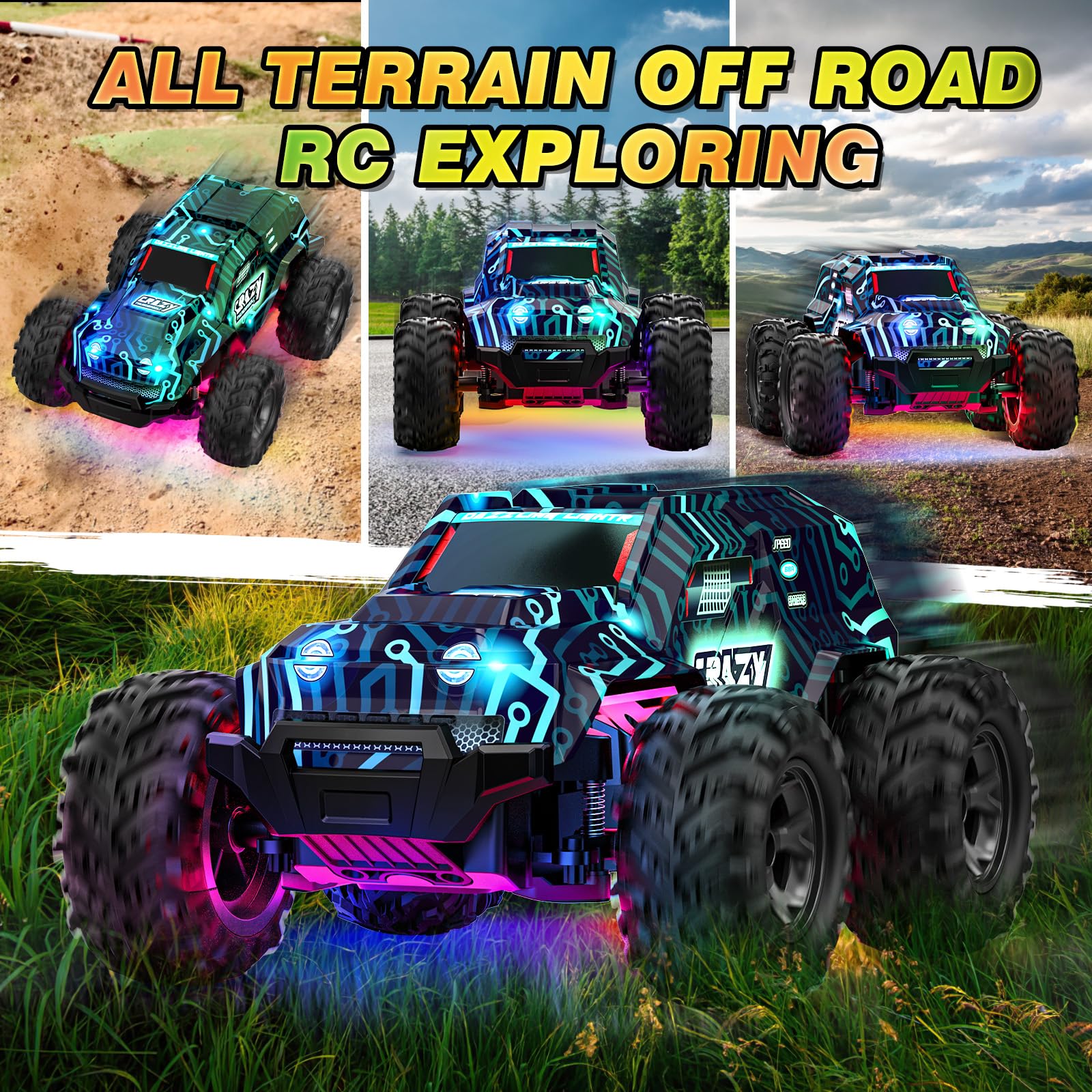 BLUEJAY RC car runs up to 70 minutes with two included batteries