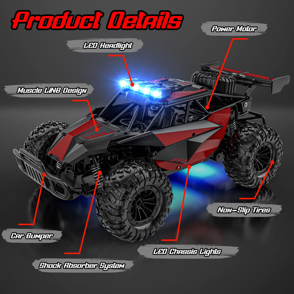 BLUEJAY RC car with LED headlights for night-time visibility