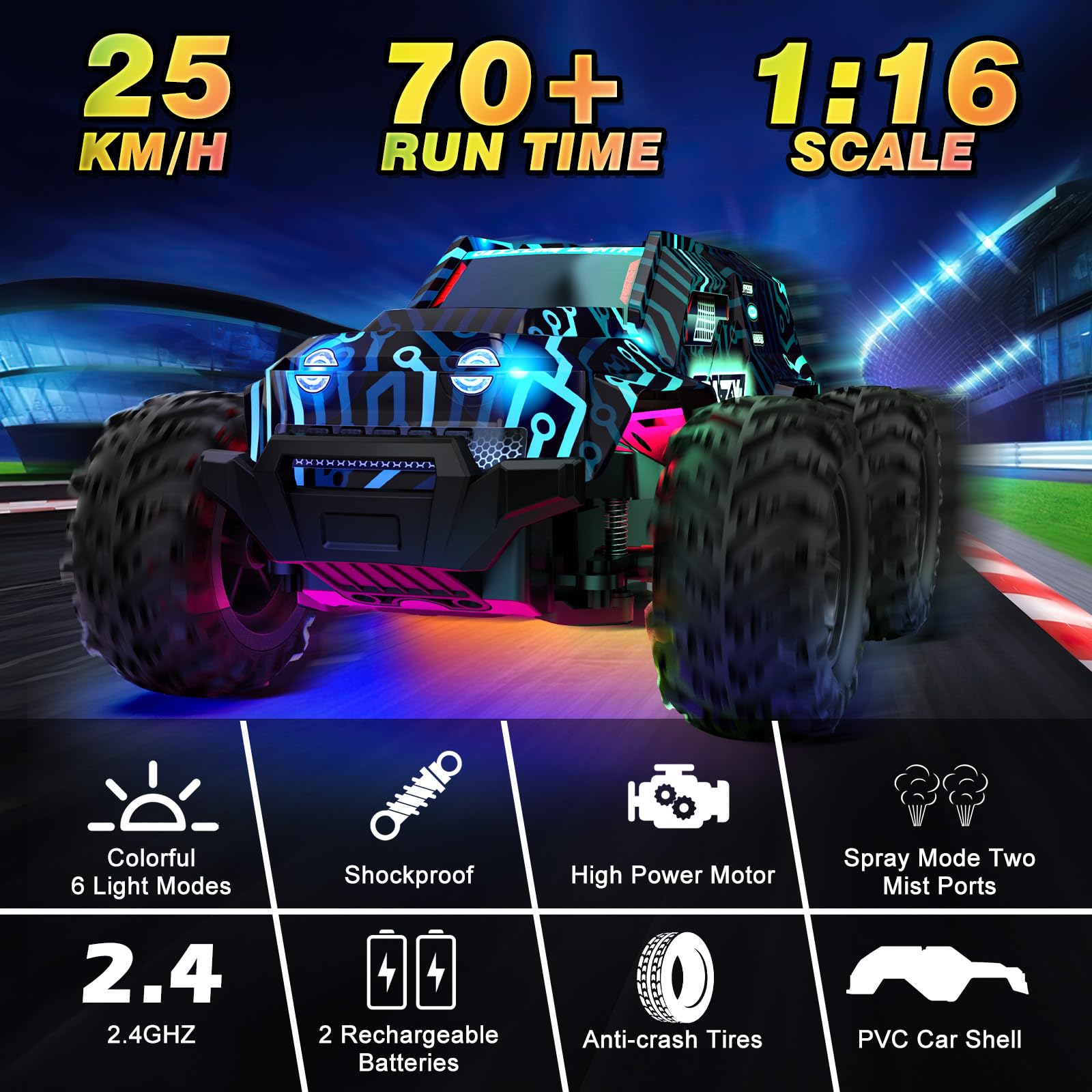 BLUEJAY RC car PVC shell offers toughness and bendable resilience on uneven terrain