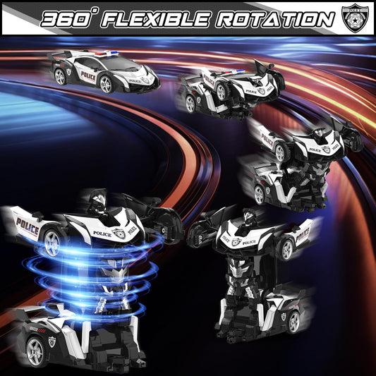 BLUEJAY Transform RC Car in robot mode showing 360° action for imaginative play.