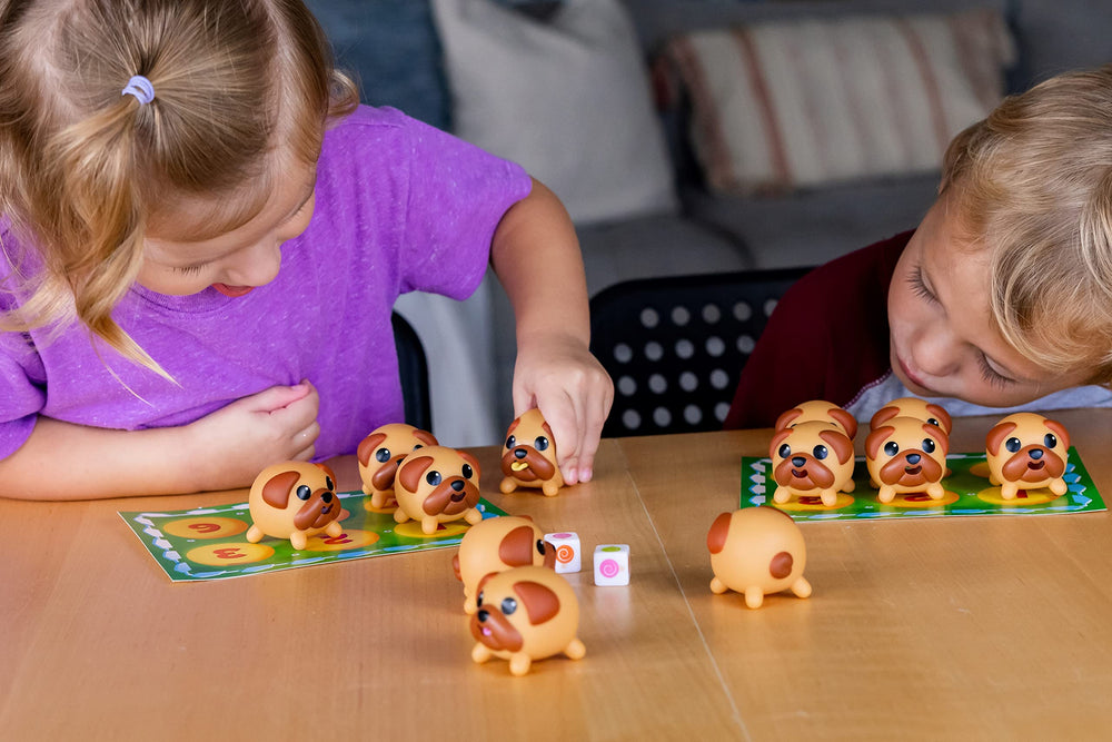 Blue Orange squishy pups offering tactile play for memory games.
