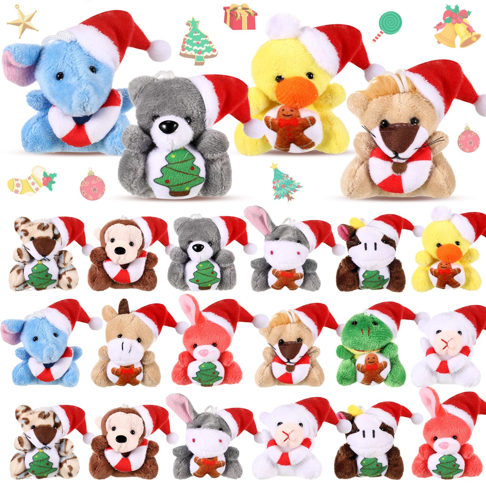 Blueweenly bear plush with Santa hat, ideal as a cute Christmas tree ornament