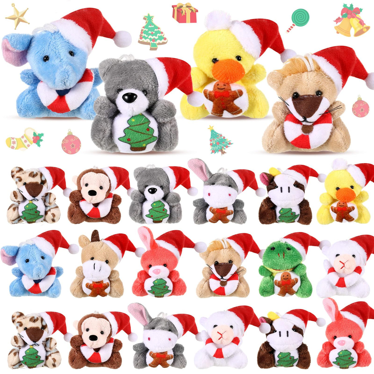 Blueweenly bear plush with Santa hat, ideal as a cute Christmas tree ornament