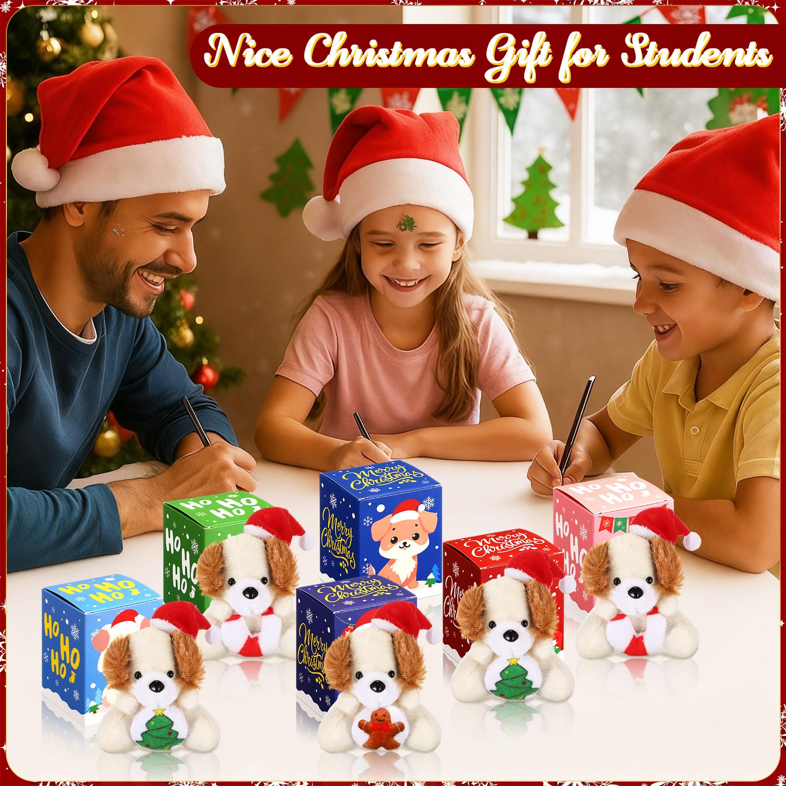 Blueweenly tiny plush dog with gingerbread design is perfect as a party favor.