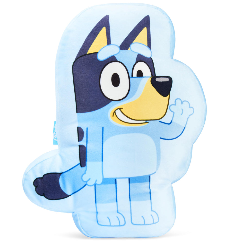 Bluey 3D plush pillow close-up showing soft texture for cuddling.