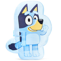 Bluey 3D plush pillow close-up showing soft texture for cuddling.