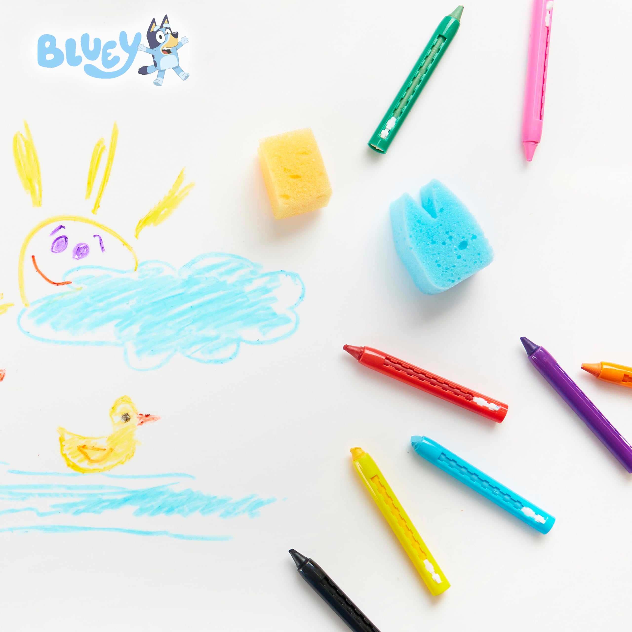 Bluey bath crayons colour variety ready for splashy bath time drawings.