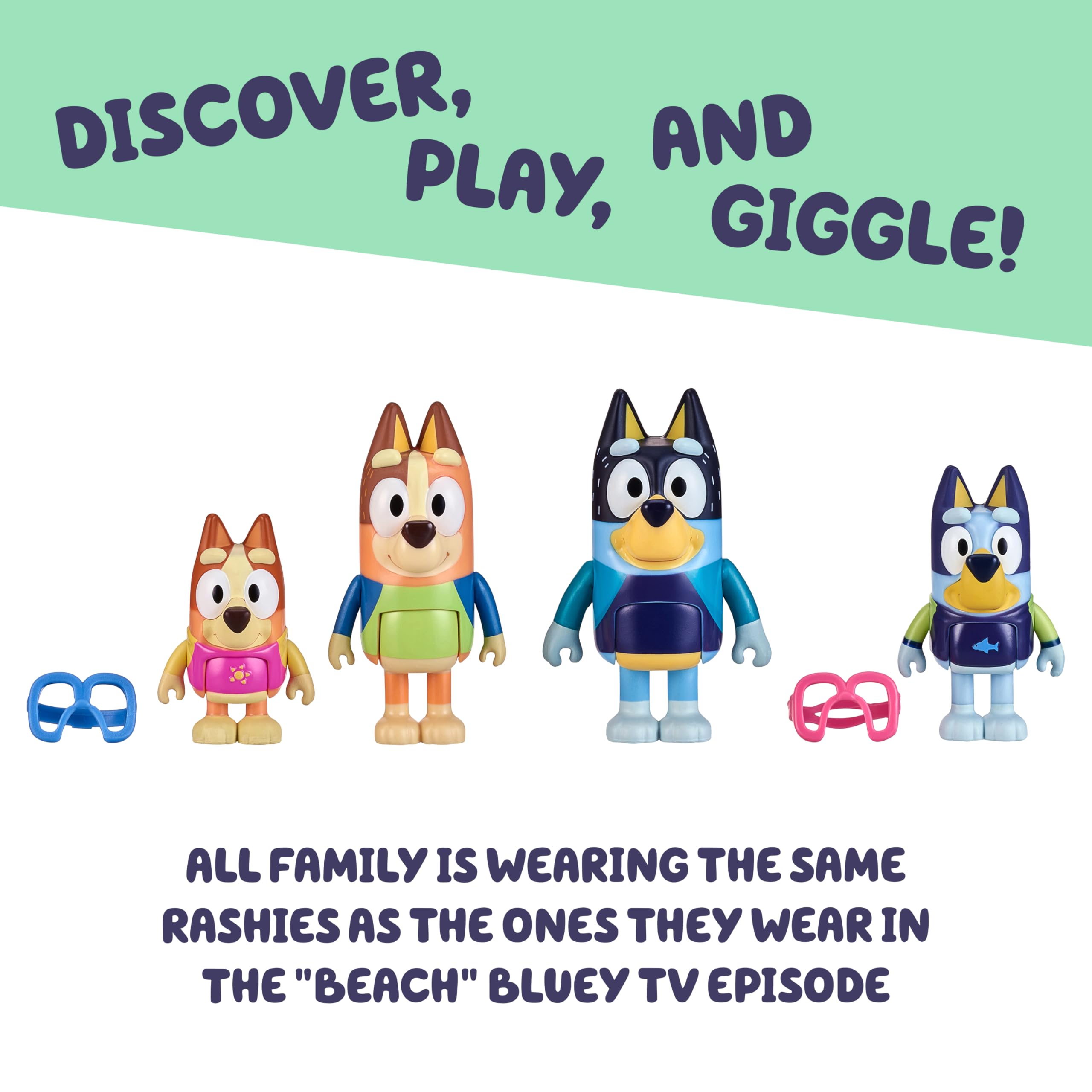 Bluey Beach Day Play Bandit figure with beach-ready outfit for sunny pretend play.
