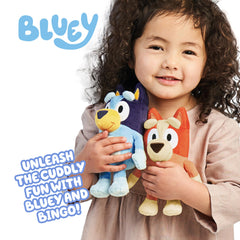Bluey and Bingo face detail highlights embroidered features for lasting charm.