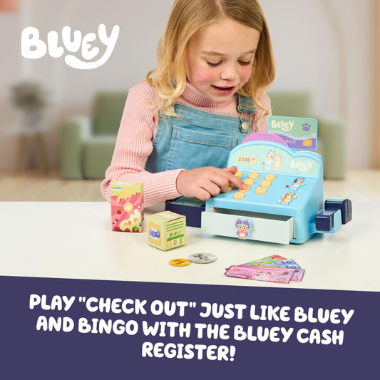Bluey cash register playset with toy credit card for immersive checkout roleplay