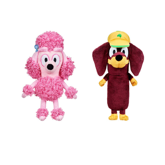 Bluey Coco Snickers 8-inch mini plush 2-pack for playtime and collection.