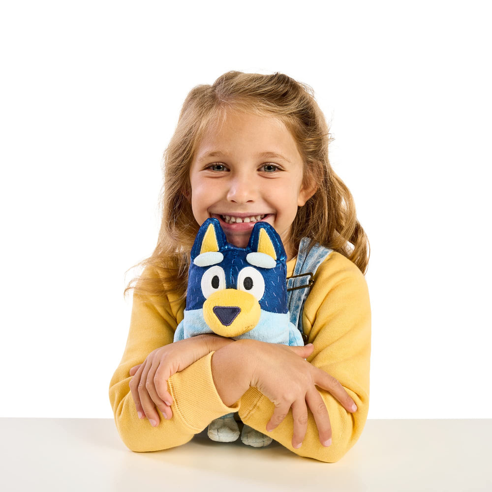 Bluey Dad Bandit plush with deluxe fabrics delivers a soft cuddle experience.