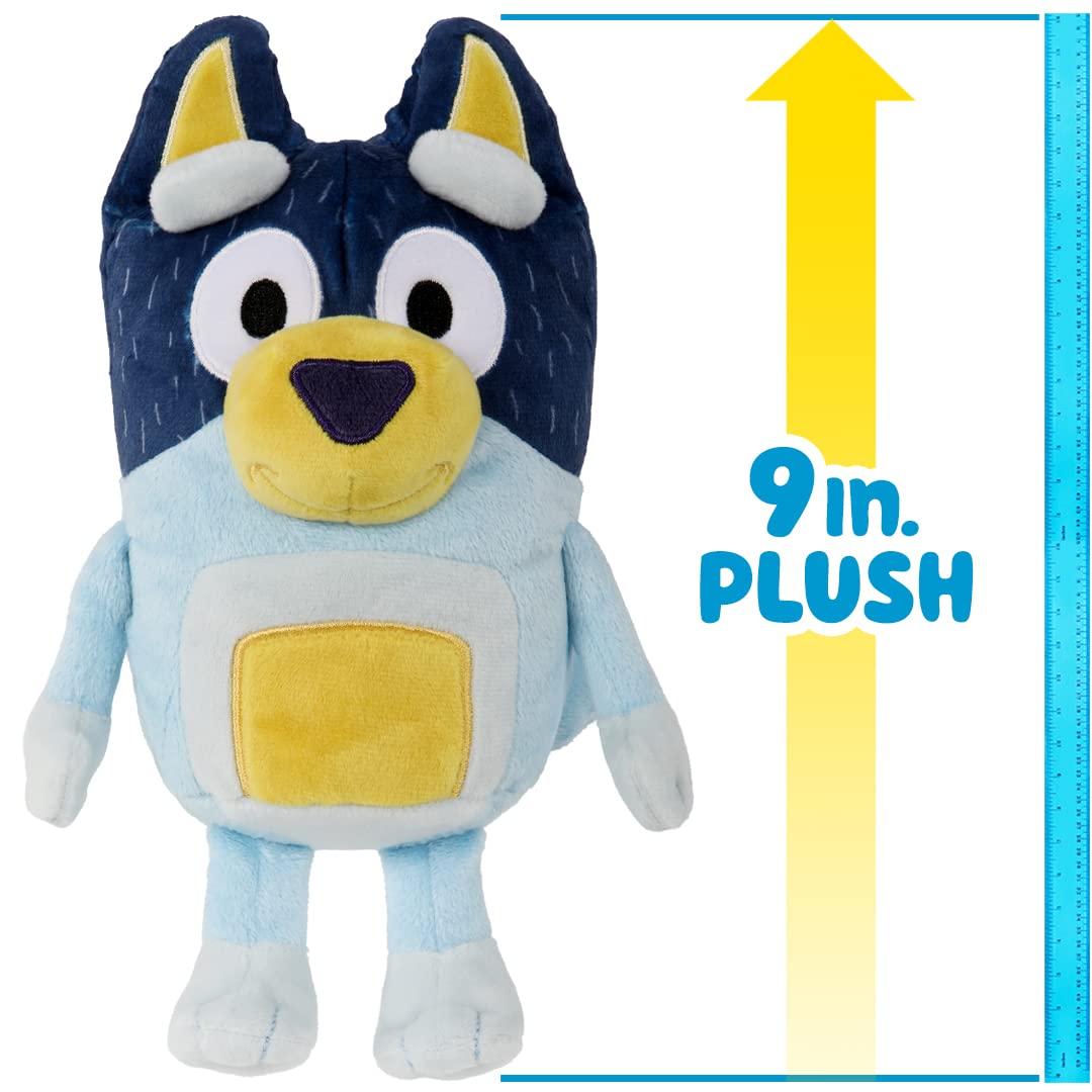 Bluey Dad Bandit plush detail stitching emphasizes embroidered features for durability.