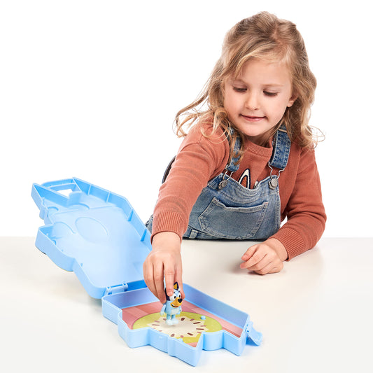 Bluey, Bingo, and Honey figurines for imaginative play on the go