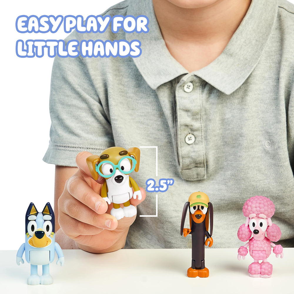 Bluey figures with movable arms and legs for dynamic play.