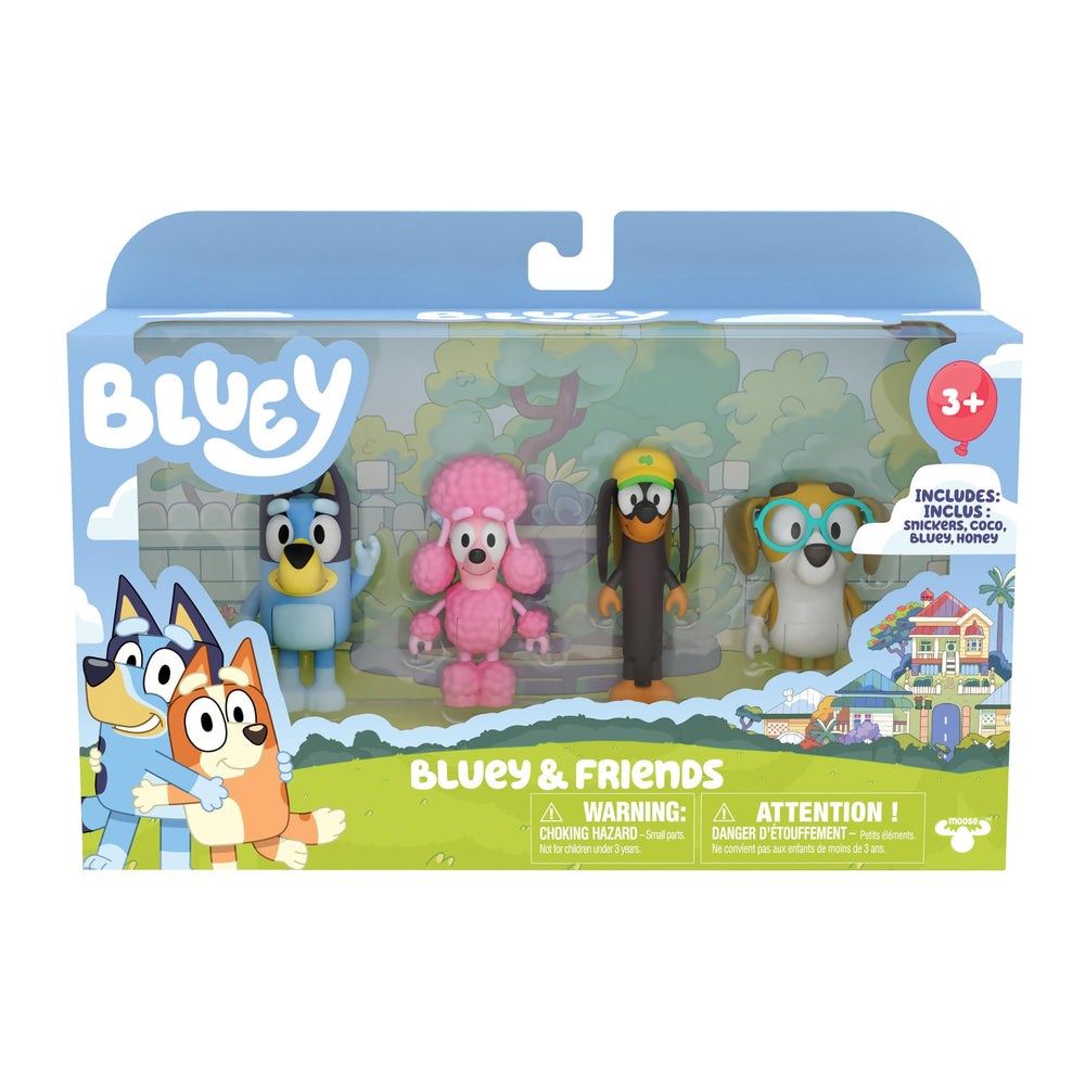 Bluey friends pack figures featuring four characters for imaginative play.
