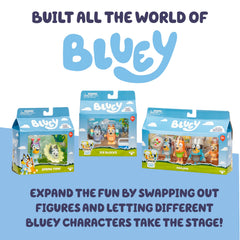 Bluey mini house playset essential accessories like chairs table bed toilet spark pretend play.