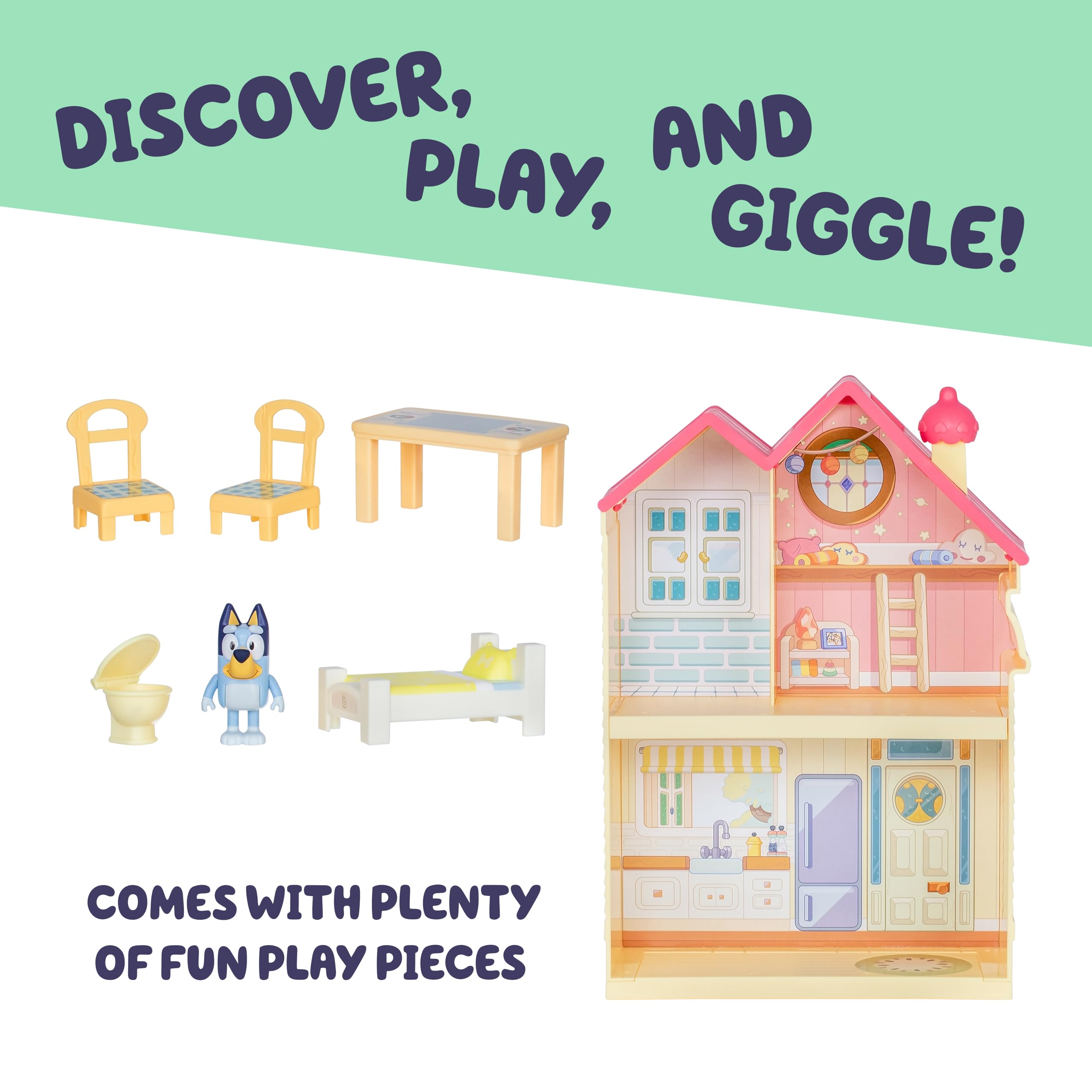 Bluey mini house playset bedroom area invites cozy storytelling moments.