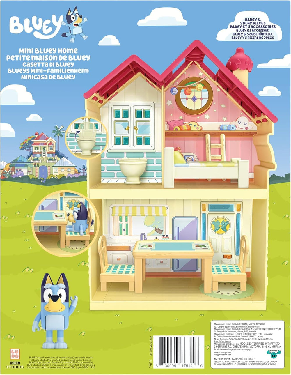 Bluey mini house playset detailed interior supports rich storytelling on the go.