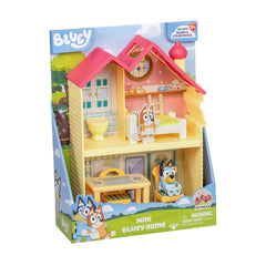 Bluey mini house playset front view highlights compact design for travel-friendly pretend play.