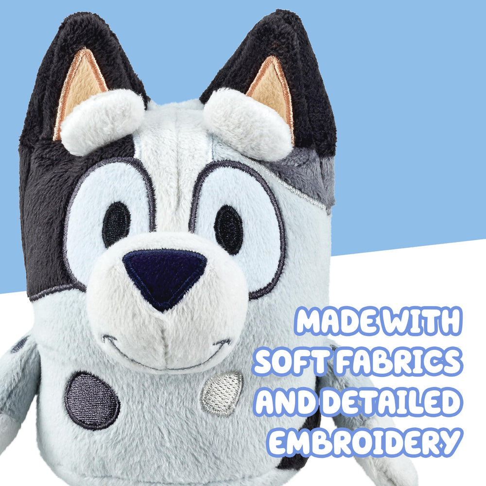 Bluey Muffin and Socks plush pair ready for shared adventures.