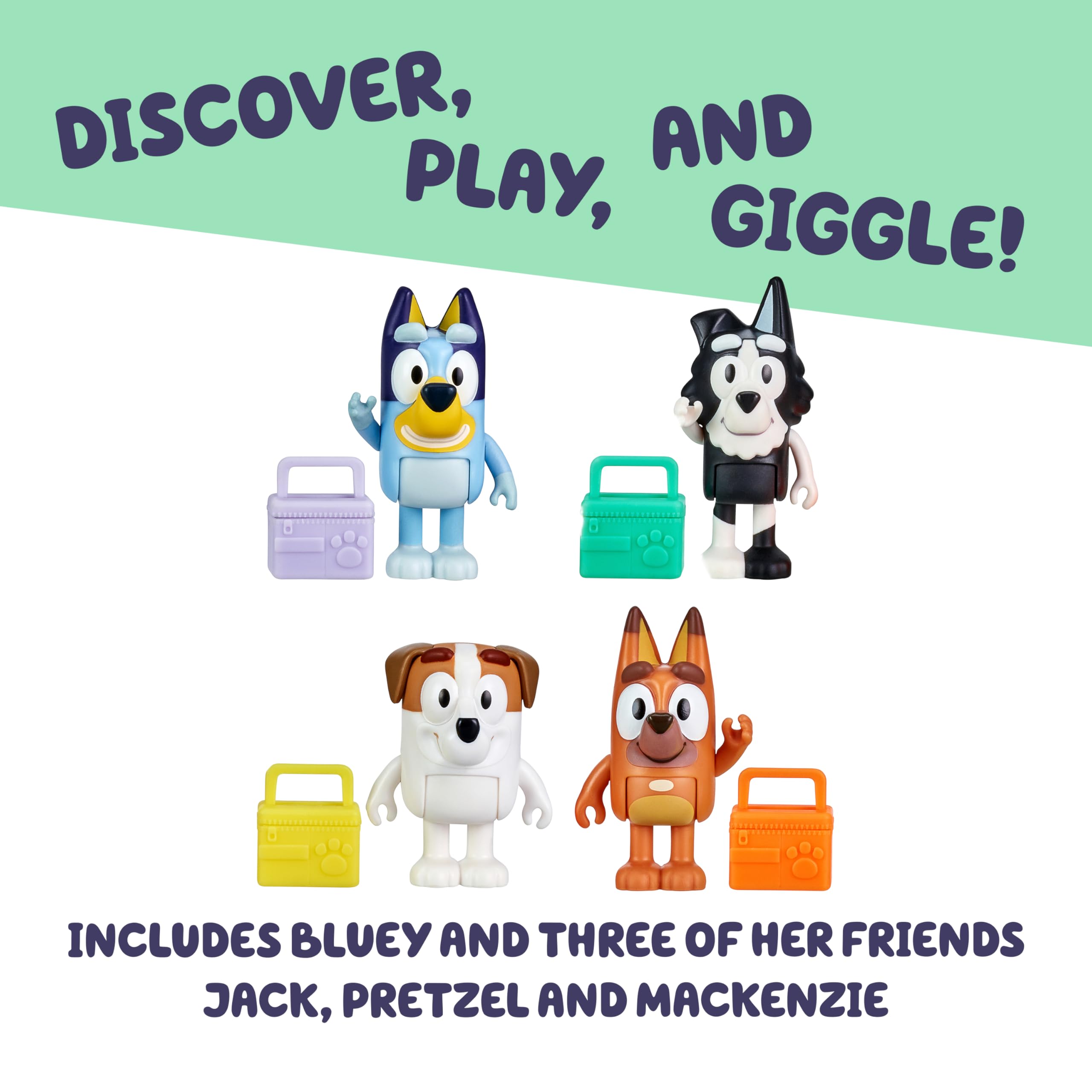 Bluey Pretzel figurine with lunch box for lunch-time role-play.