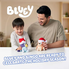 Bluey Santa hat plush 7-8 inch size ideal for bedtime stories.