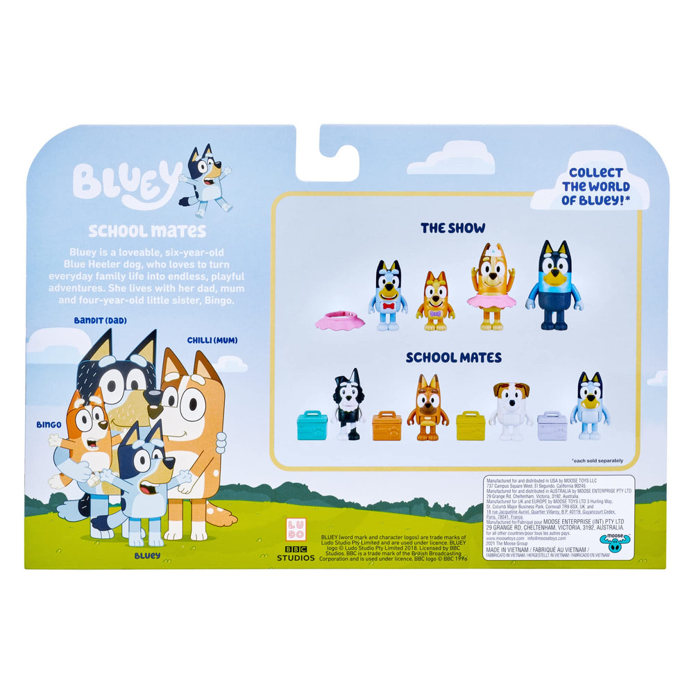 Bluey school-mates on-the-go play set supports everyday adventures.