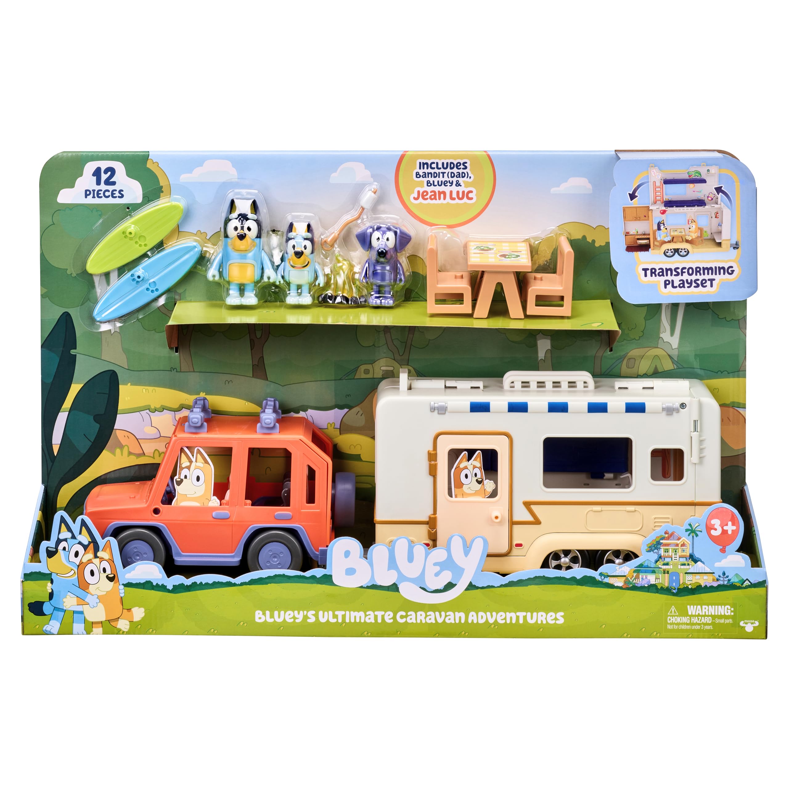 Bluey Ultimate Caravan Adventures playset front view for family-friendly travel imagination.