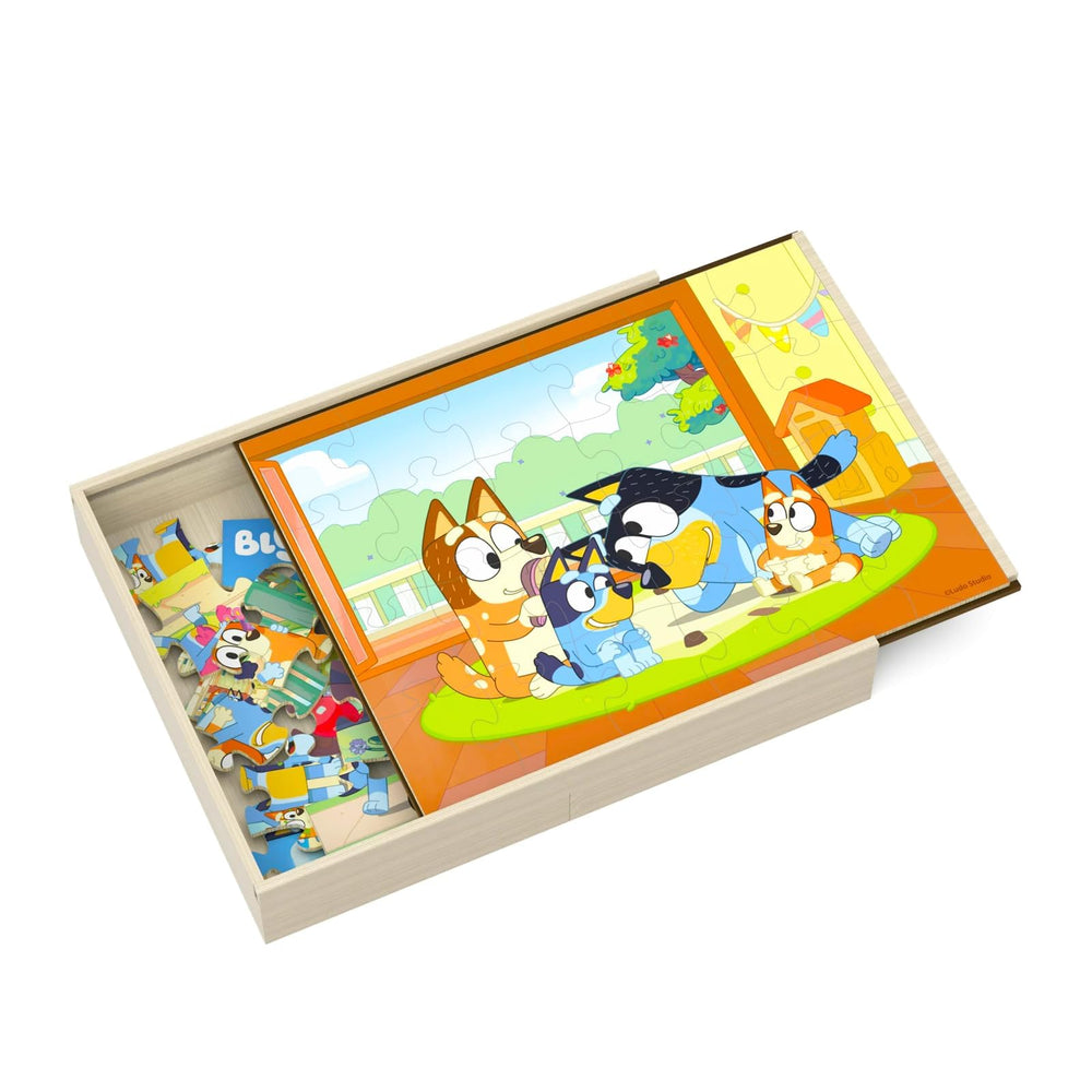 Bluey 24-piece puzzle scene designed for growing problem-solving skills.