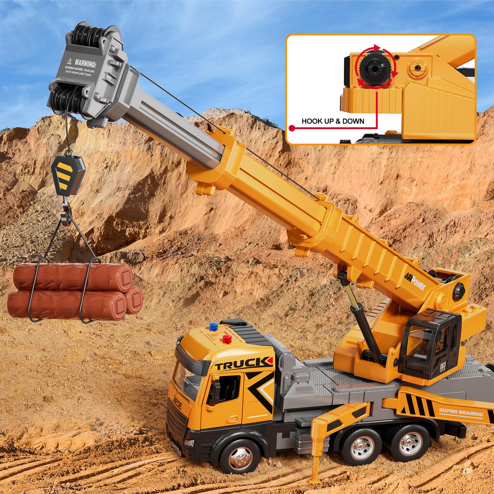 BLUEYAK crane truck boom extended demonstrates realistic movement.