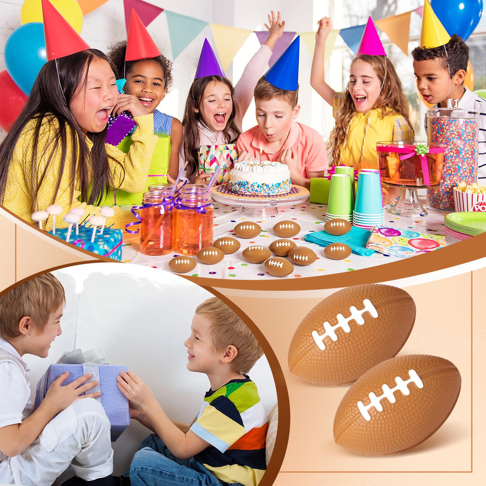 Blulu mini foam footballs suitable for homecoming events and gatherings.